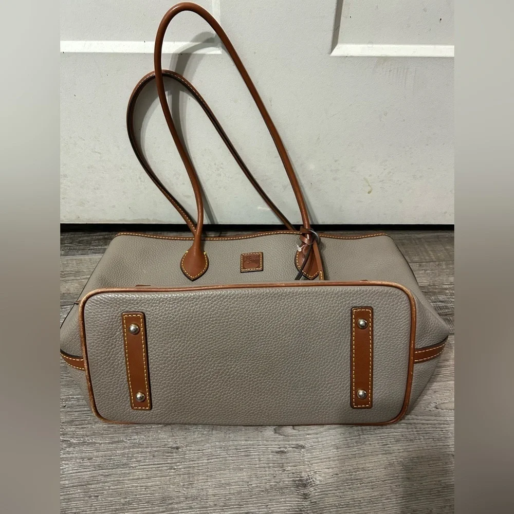 Dooney & Bourke Pebble Grain Grey/Taupe and Tan leather Large Tote bag
